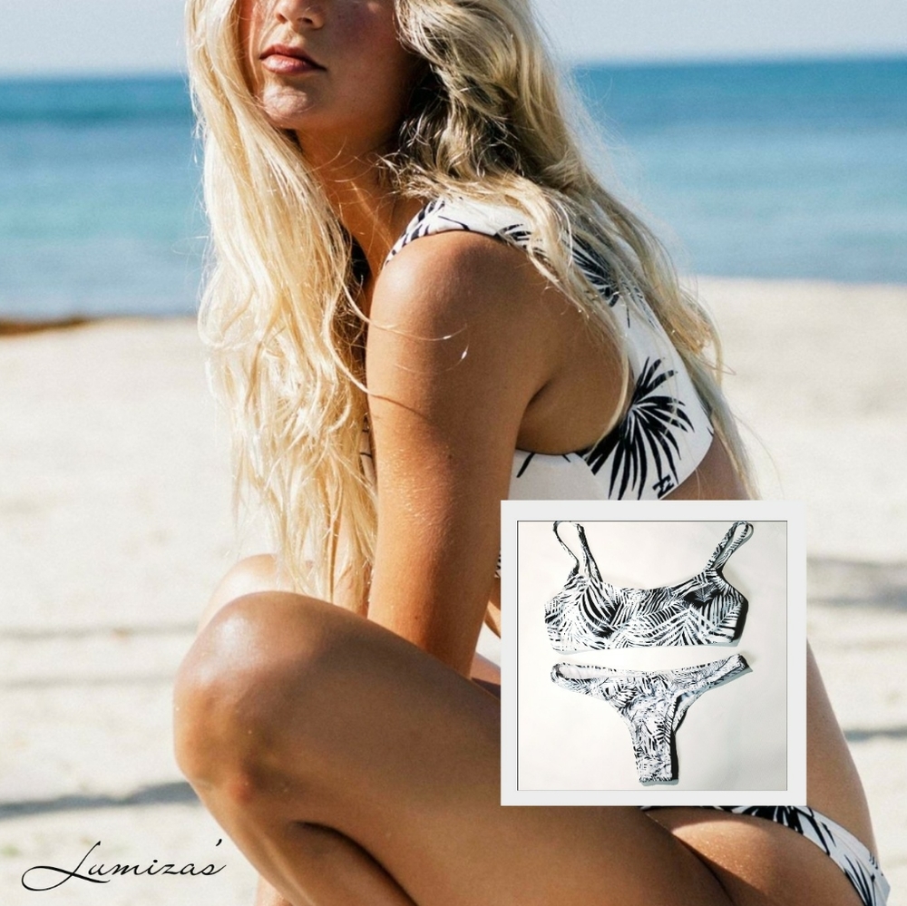 Palm Tree Leaves Printed Design Bikini